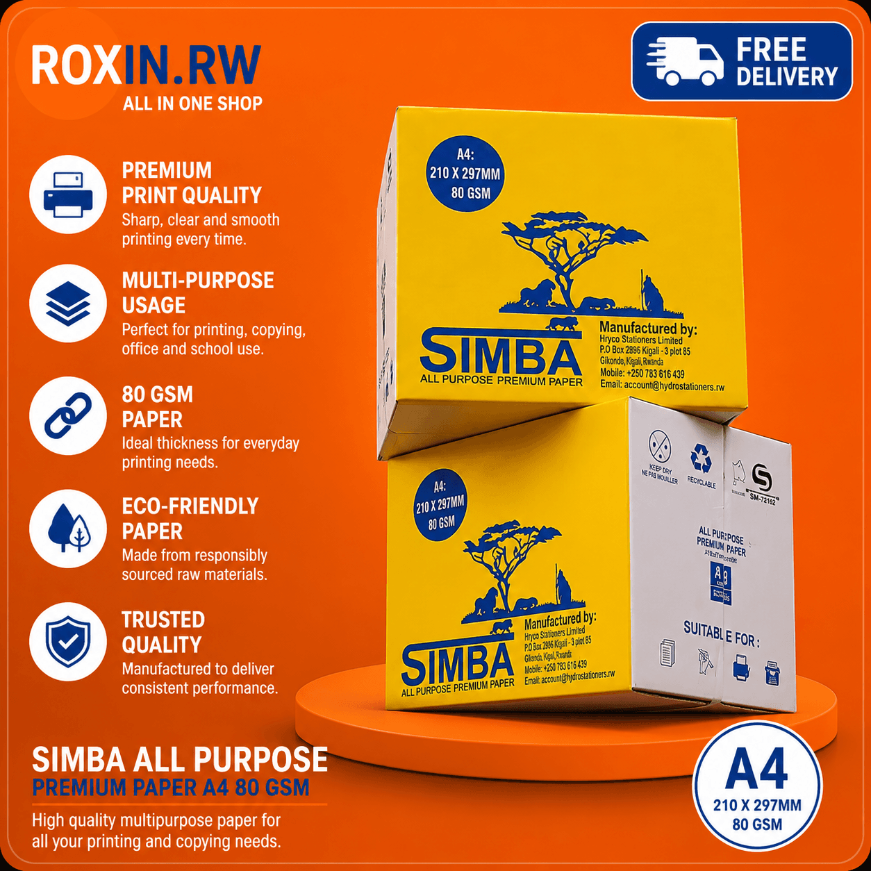 Simba A4 Copy Paper – Box of 5 Reams